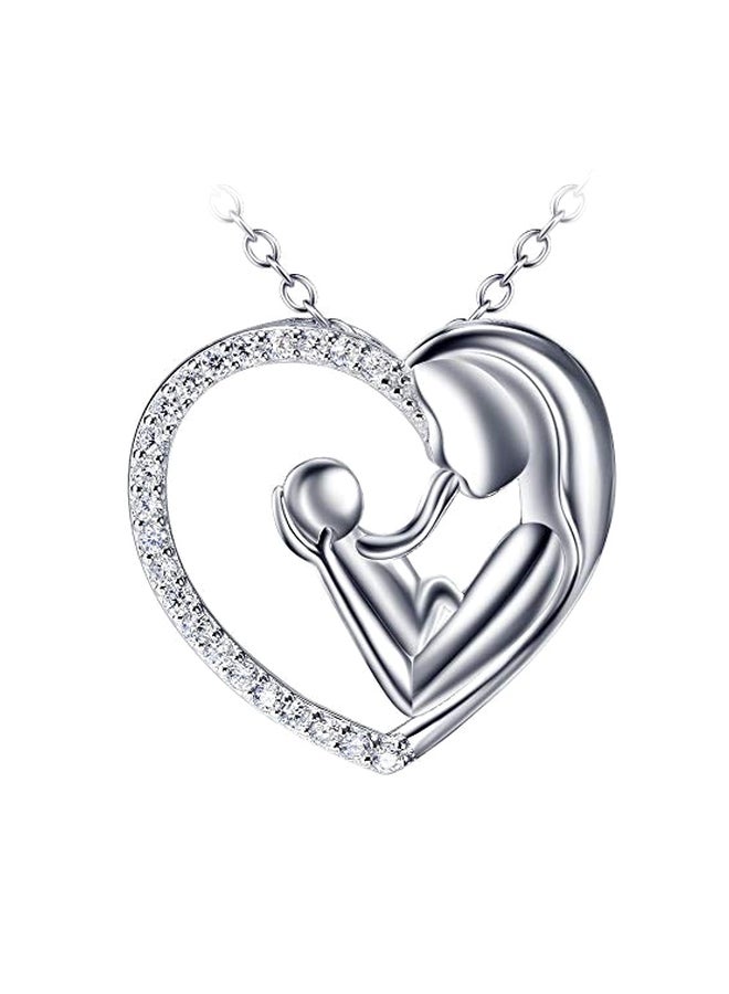 925 Sterling Silver Cubic Zirconia Studded Heart Pendant Necklace - v1551797426/N21652792A_1