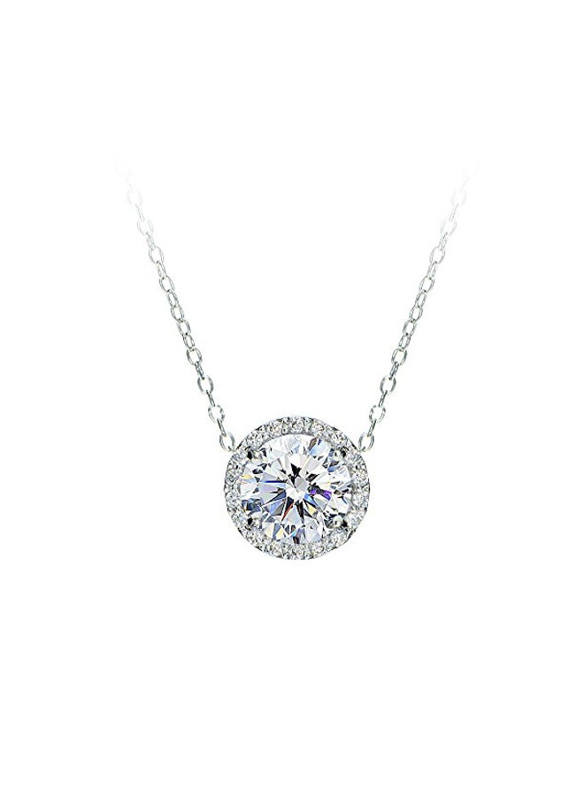 GemStar USA Sterling Silver Swarovski And Zirconia Studded Halo Slide Necklace - Image 1
