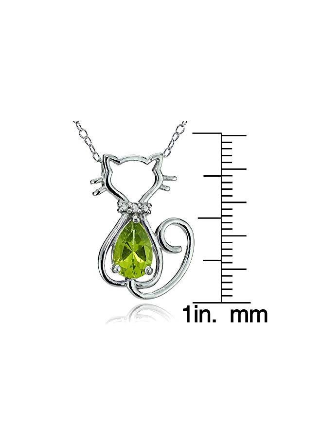 GemStar USA 925 Sterling Silver Peridot Studded Pendant Necklace  - Image 2