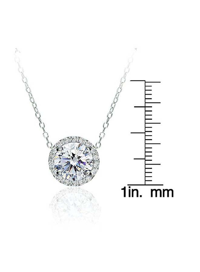 GemStar USA Sterling Silver Swarovski And Zirconia Studded Halo Slide Necklace - Image 3