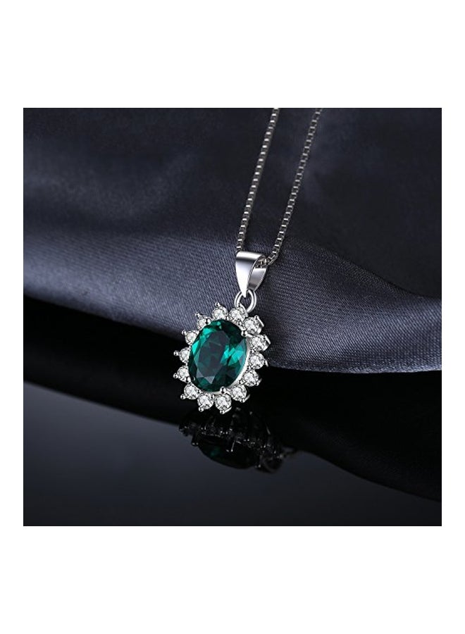 JewelryPalace - 925 Sterling Silver 2.5 Ct Emerald Studded Pendant Necklace - Image 1