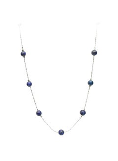 925 Sterling Silver With Lapis Lazuli Stone Beaded Necklace