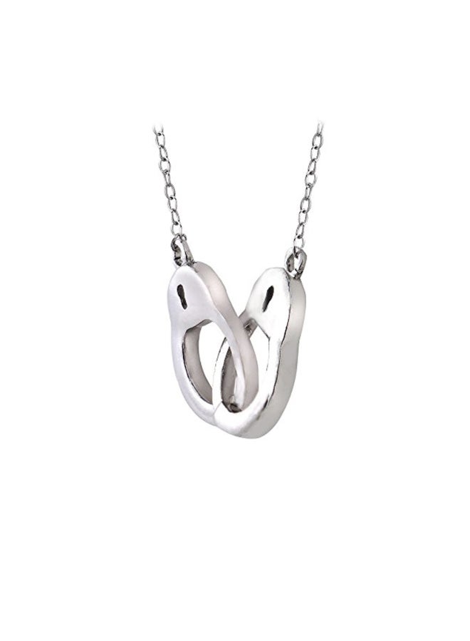 Hoops & Loops - 925 Sterling Silver Handcuff And Key Pendant Necklace - Image 1