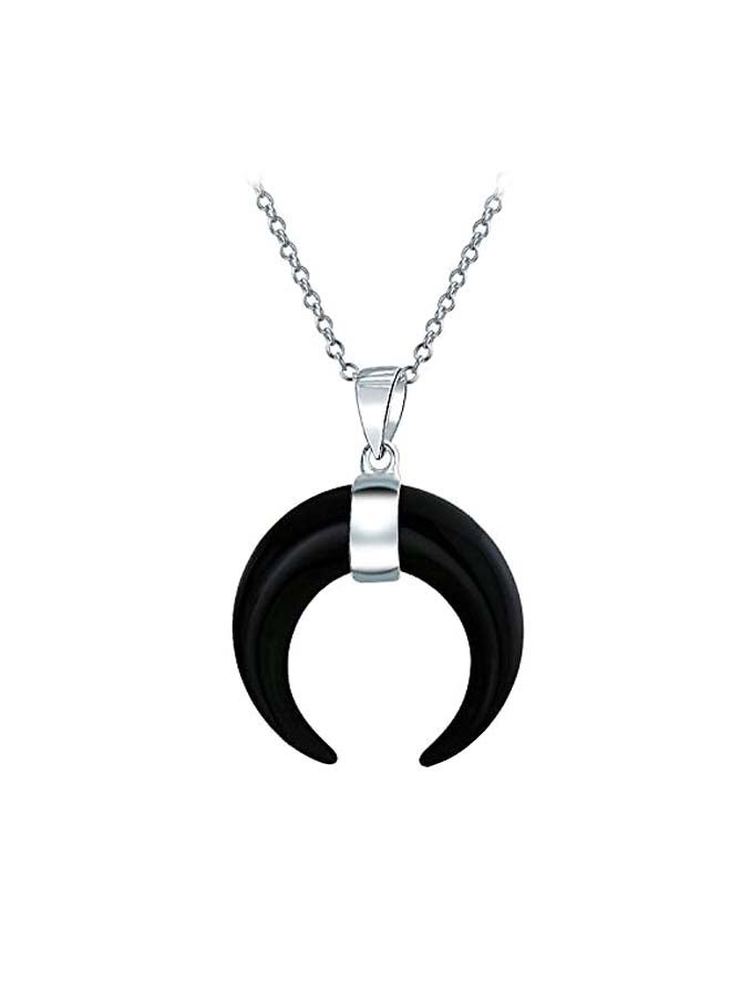 BLING JEWELRY 925 Sterling Silver Onyx Studded Tribal Pendant Necklace  - Image 1