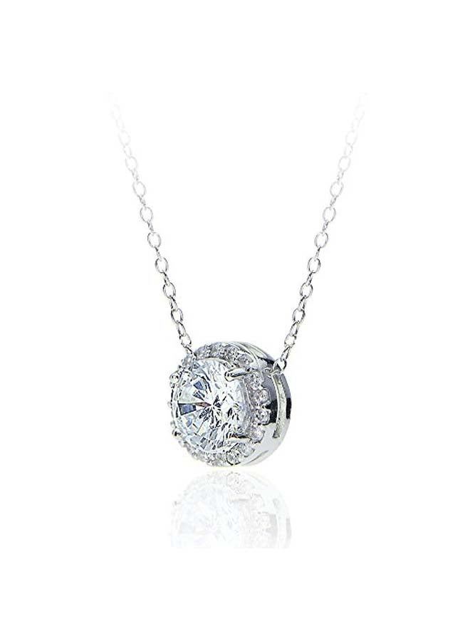 GemStar USA Sterling Silver Swarovski And Zirconia Studded Halo Slide Necklace - Image 2