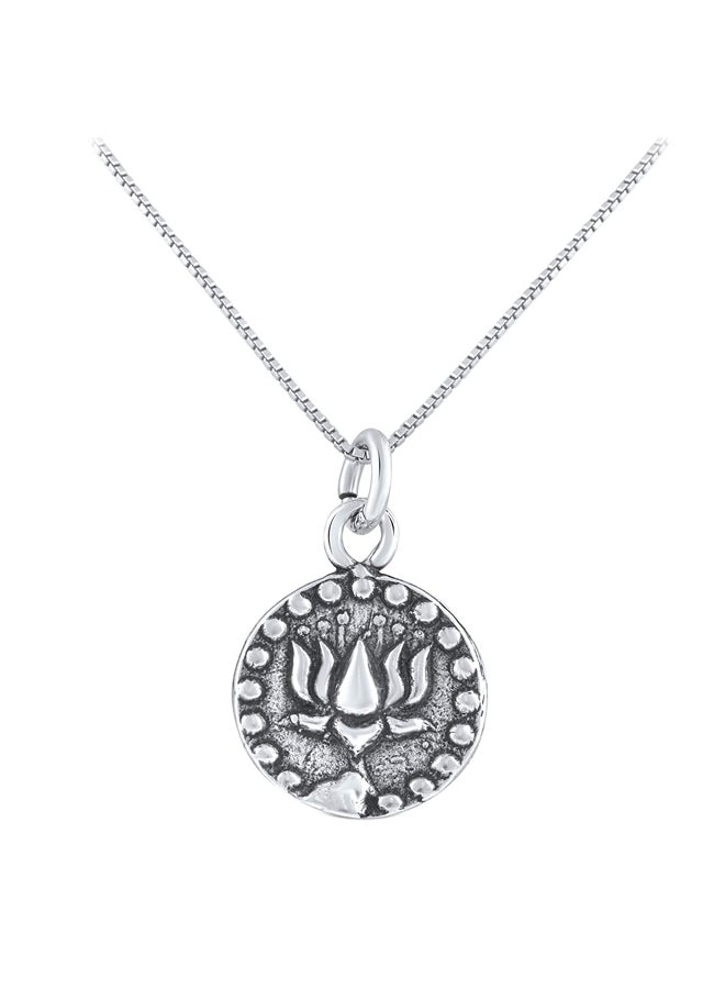 SilverCloseOut Sterling Silver Double Sided Lotus Flower Shaped Pendant Necklace  - Image 1