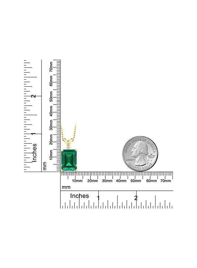 GEM STONE KING 925 Sterling Silver 18 karat Gold Plated 6.52 Ct Diamond And Emerald Studded Pendant Necklace  - Image 2