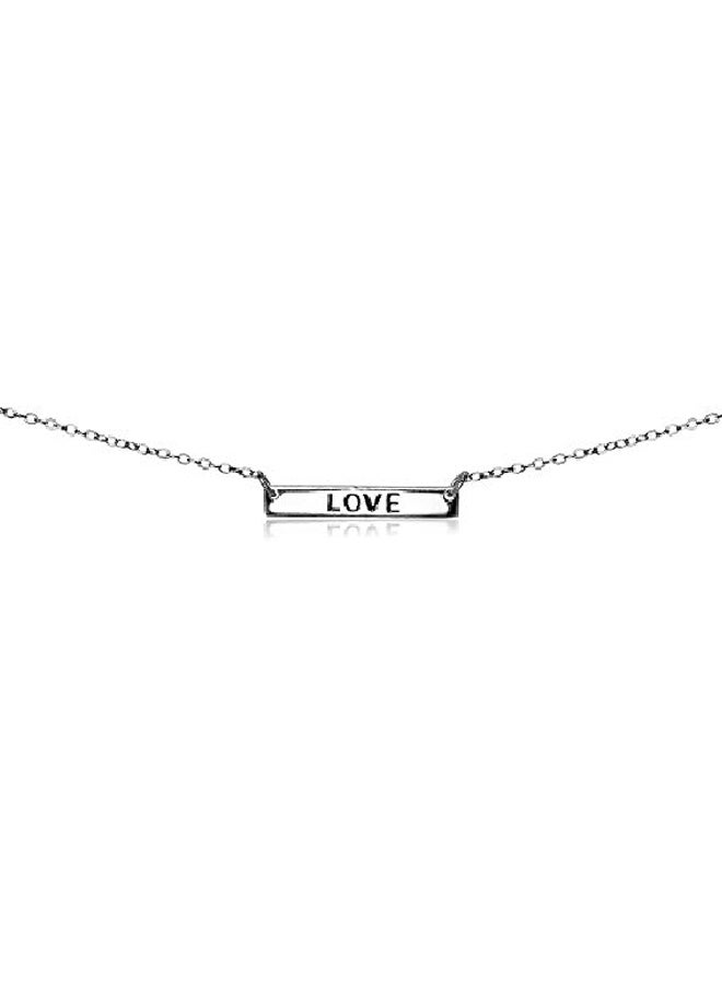 GemStar USA 925 Sterling Silver Polished Love Inspirational Bar Pendant Necklace  - Image 2