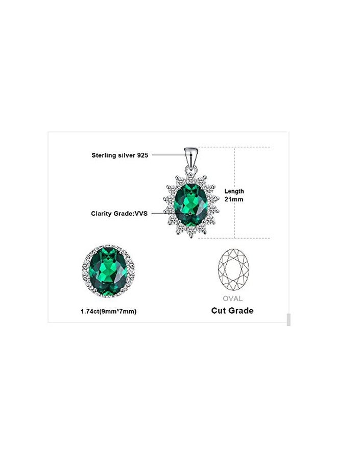 JewelryPalace - 925 Sterling Silver 2.5 Ct Emerald Studded Pendant Necklace - Image 1