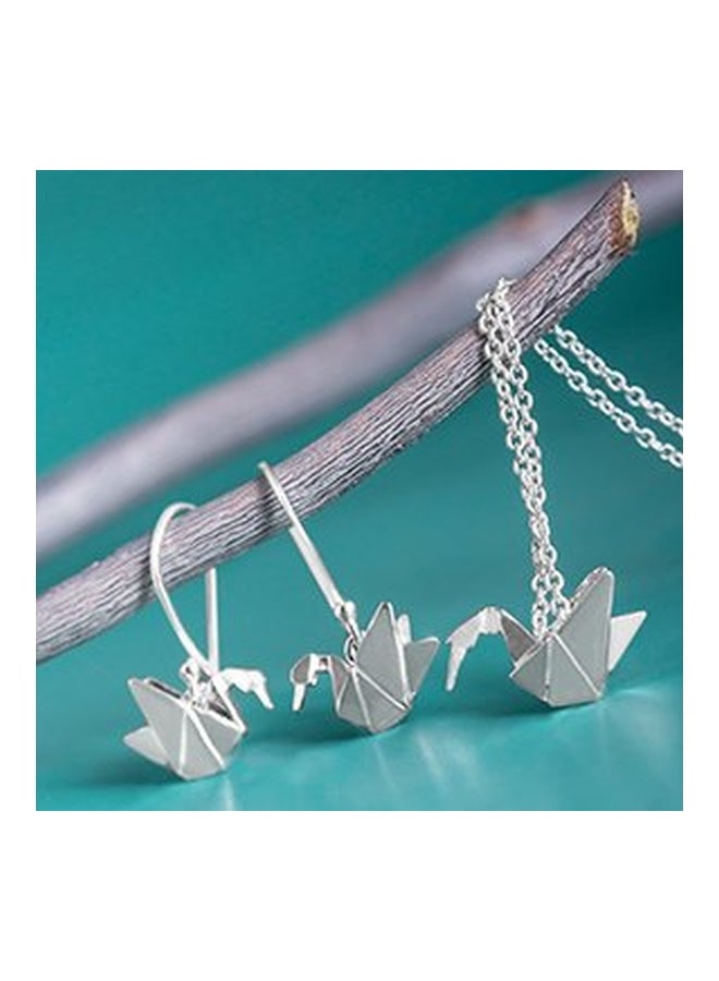 Boma - 925 Sterling Silver Origami Crane Shaped Pendant Necklace - Image 1
