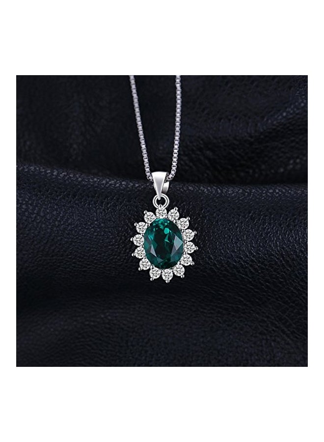 JewelryPalace - 925 Sterling Silver 2.5 Ct Emerald Studded Pendant Necklace - Image 1