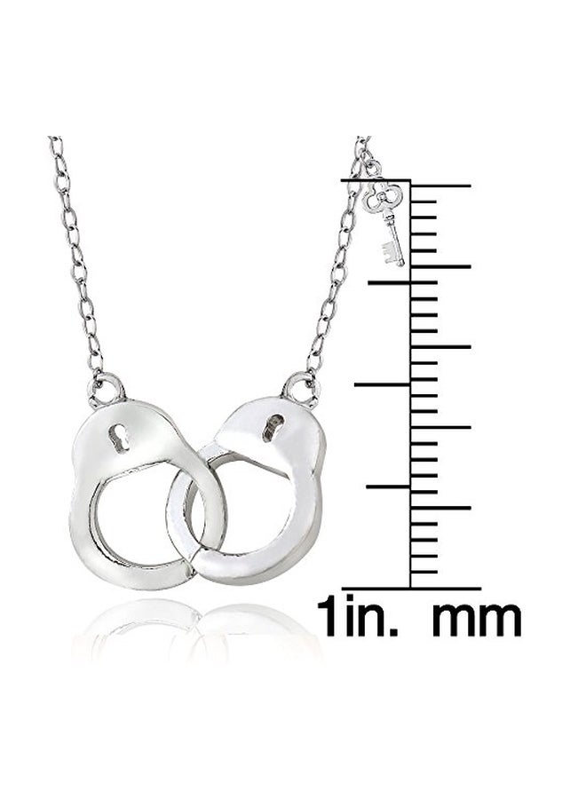 Hoops & Loops - 925 Sterling Silver Handcuff And Key Pendant Necklace - Image 1