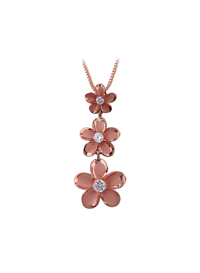 Hawaiian Silver Jewelry - 925 Sterling Silver 14 Karat Gold Plated Cubic Zirconia Studded Pendant Necklace - Image 1