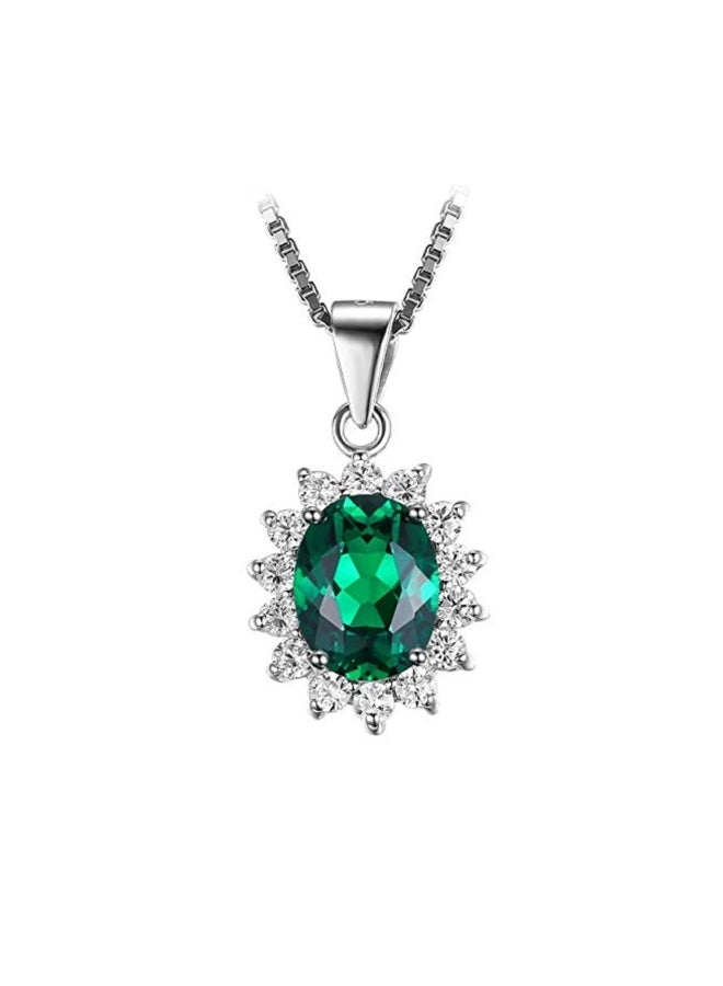 JewelryPalace - 925 Sterling Silver 2.5 Ct Emerald Studded Pendant Necklace - Image 1