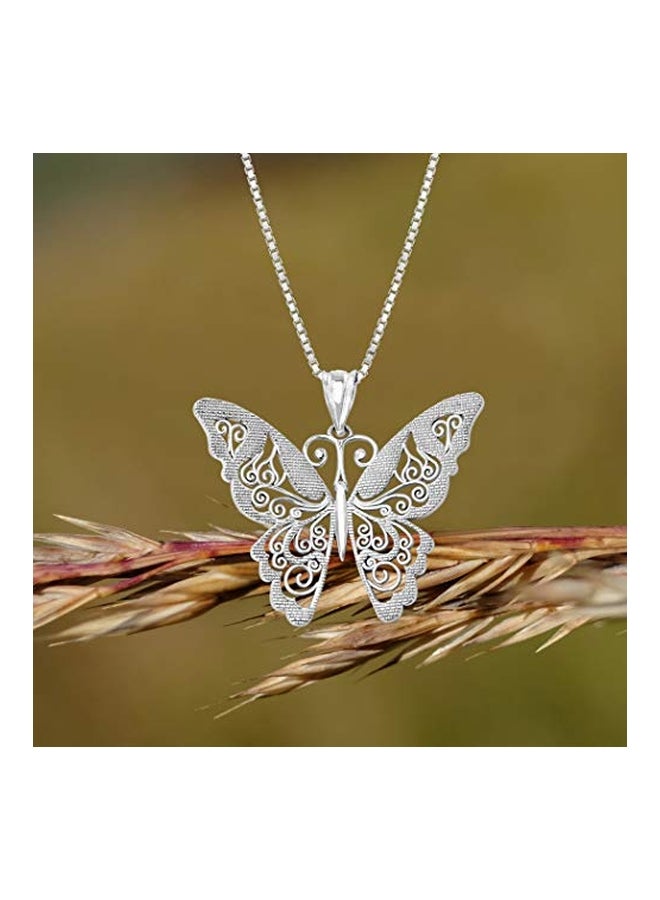 Honolulu Jewelry Company - 925 Sterling Silver Filigree Butterfly Pendant Necklace - Image 1