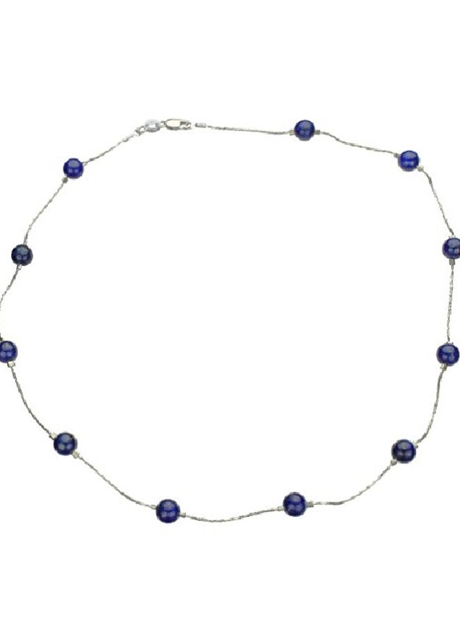 Joyful Creations - 925 Sterling Silver With Lapis Lazuli Stone Beaded Necklace - Image 1