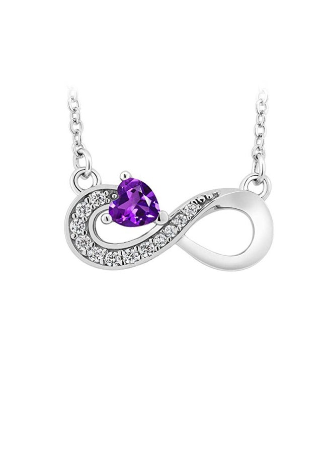 GEM STONE KING 925 Sterling Silver With 0.34 Ct Amethyst Studded Infinity Pendant Necklace  - Image 1
