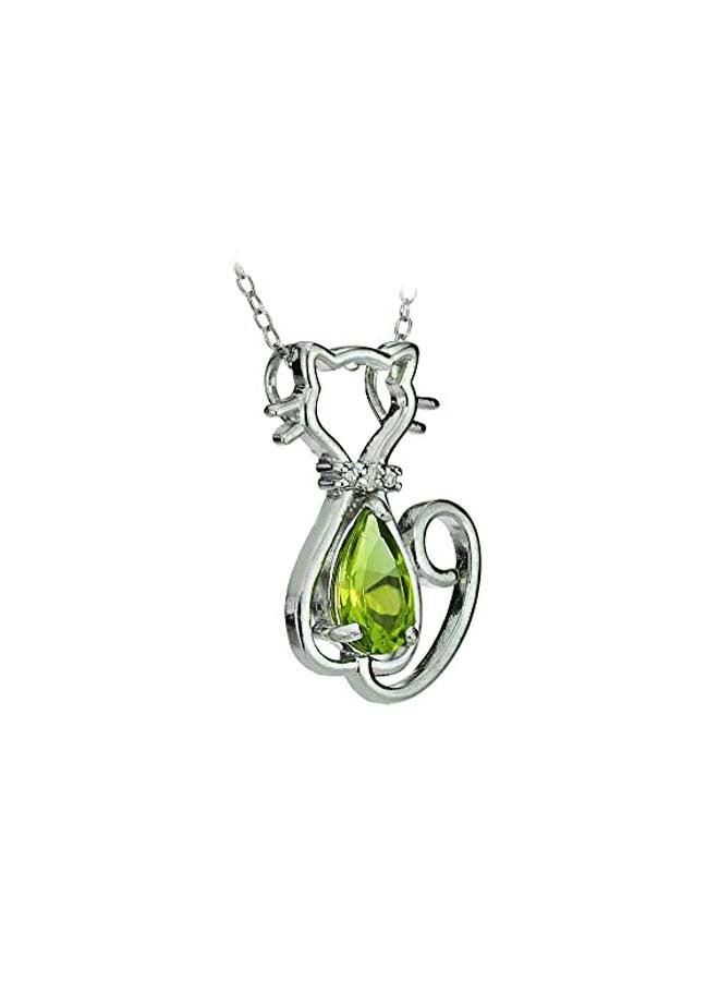 GemStar USA 925 Sterling Silver Peridot Studded Pendant Necklace  - Image 1