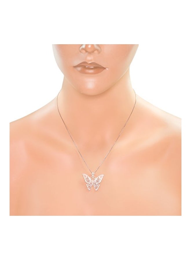 Honolulu Jewelry Company - 925 Sterling Silver Filigree Butterfly Pendant Necklace - Image 1