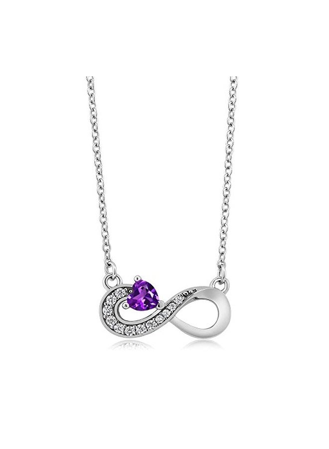GEM STONE KING 925 Sterling Silver With 0.34 Ct Amethyst Studded Infinity Pendant Necklace  - Image 3