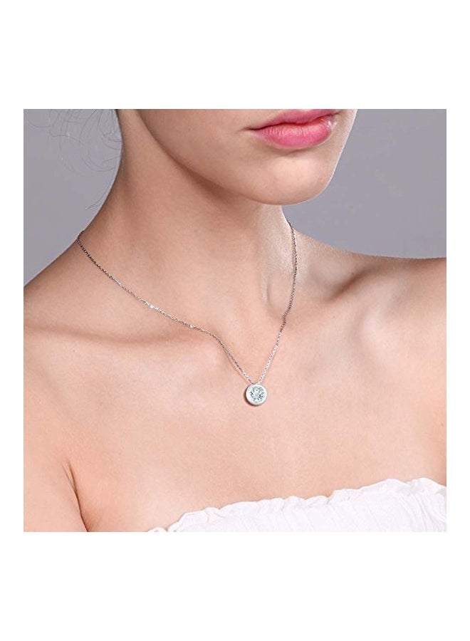GEM STONE KING - 925 Sterling Silver Aquamarine Studded Pendant Necklace - Image 1