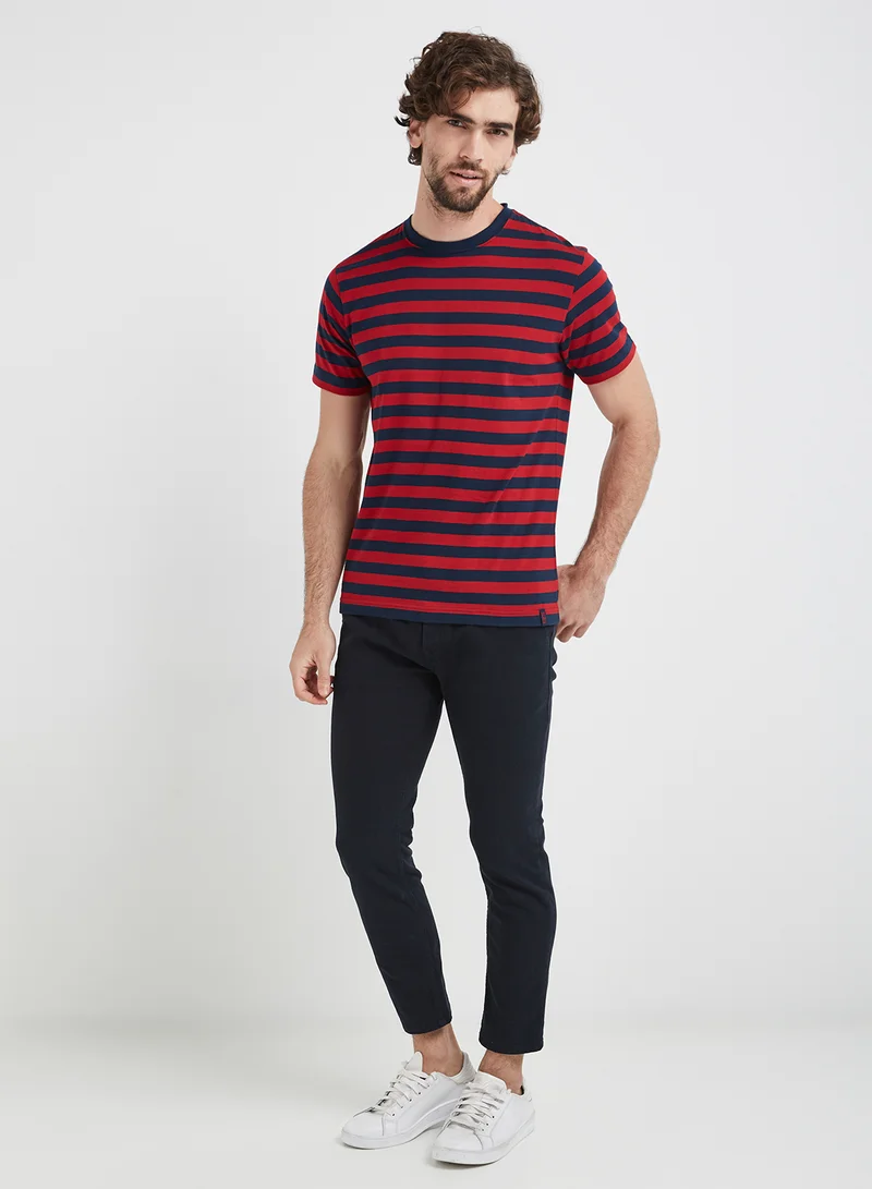 JOCKEY Round Neck T-Shirt Navy / Shanghai Red