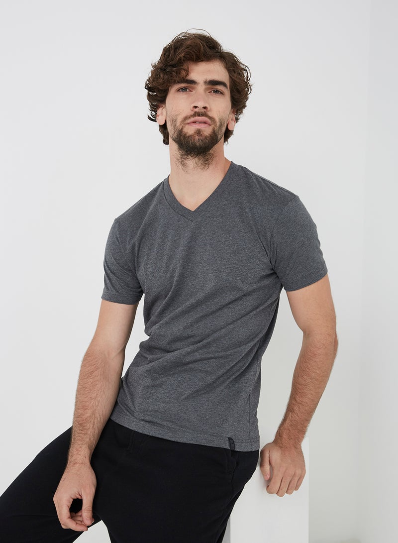JOCKEY - V-Neck T-Shirt Charcoal Mélange - Image 1