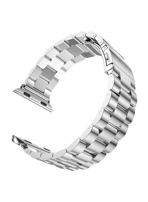 Stainless Steel Buckle Band With Axle Adapters For Apple Watch 42mm Silver