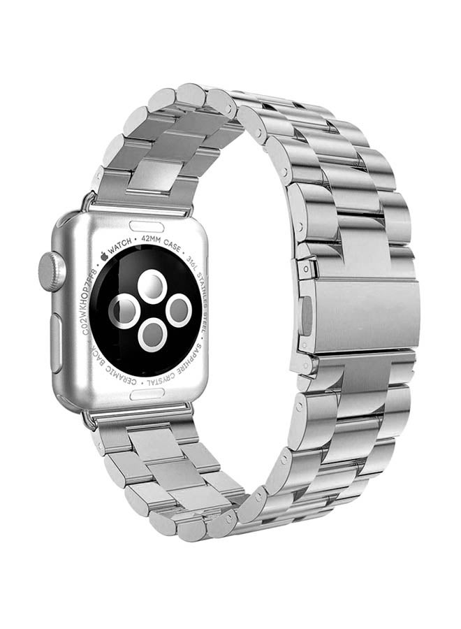 Stainless Steel Buckle Band With Axle Adapters For Apple Watch 42mm Silver