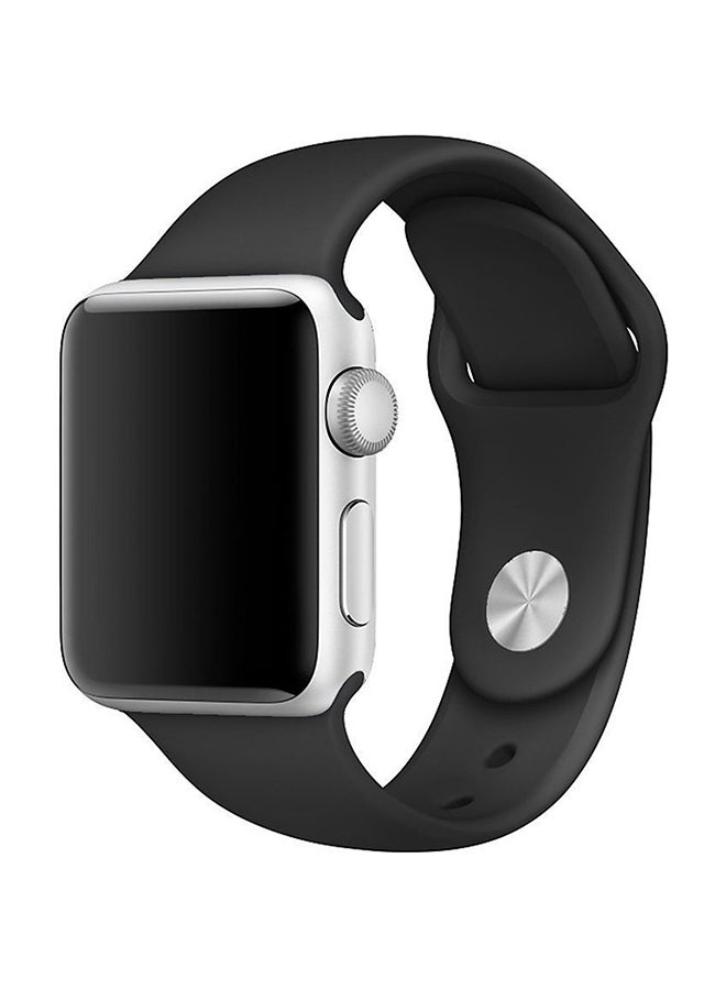 MARGOUN Silicone Rubber Replacement Band With Axle Connectors For Apple Watch 38mm Black - Image 1
