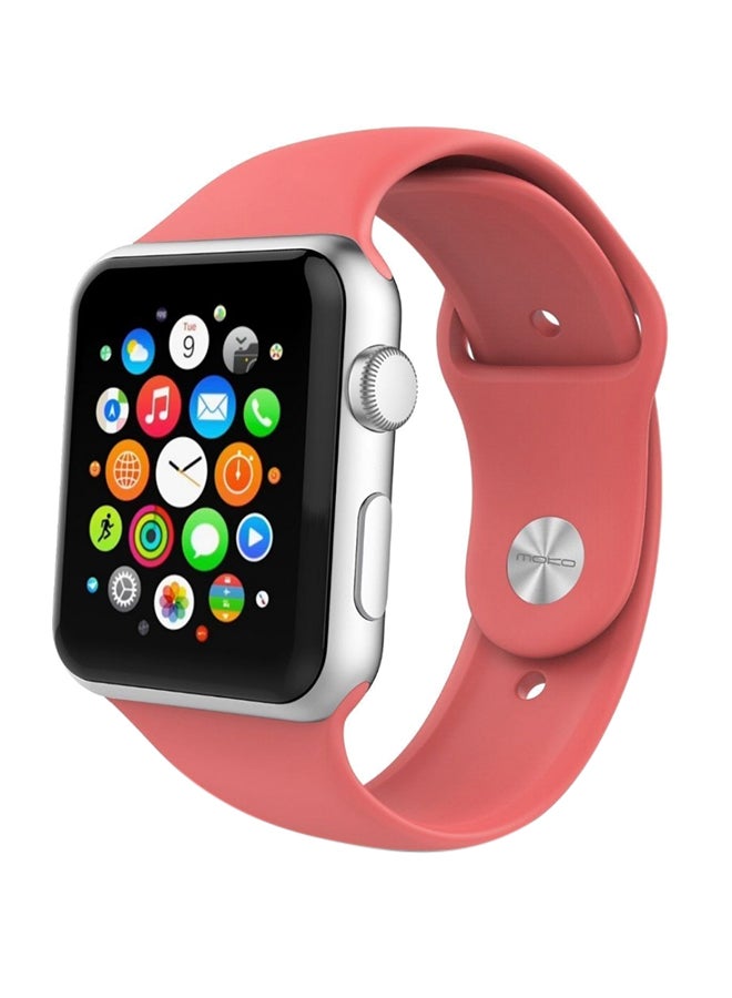 MARGOUN Silicone Rubber Replacement Band With Axle Connectors For Apple Watch 42mm Pink - Image 2