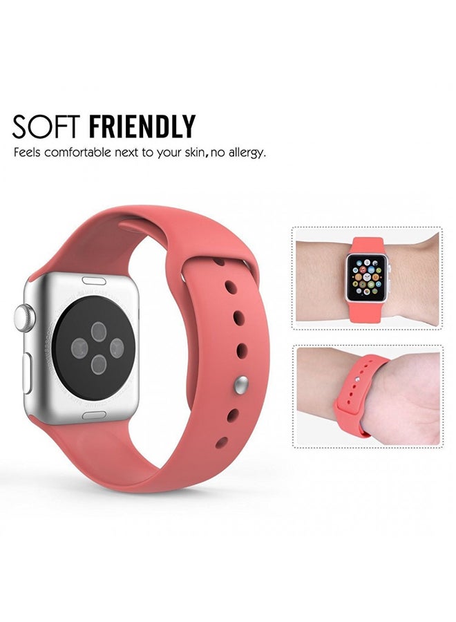 MARGOUN Silicone Rubber Replacement Band With Axle Connectors For Apple Watch 42mm Pink - Image 3