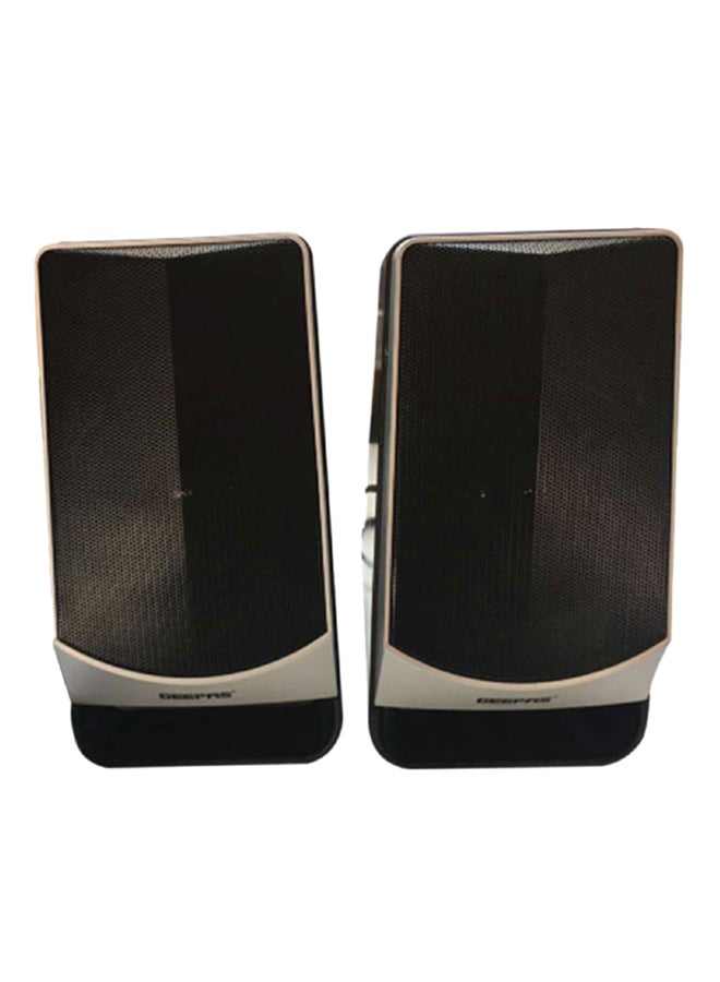GEEPAS 2.0 Computer Speaker With 1.3 M Black Cable USB Plug, 3.5mm Jack Stereo, DC 5V/ USB Power Black