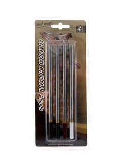 4-Piece Coloured Charcoal Pencils Set Multicolour