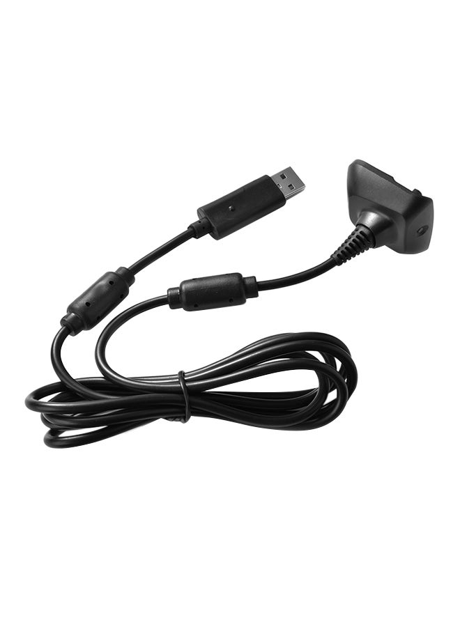 كابل شحن USB لأجهزة إكس بوكس 360/ 360 سليم ومتوافق مع ذراع تحكم لاسلكي - أسود