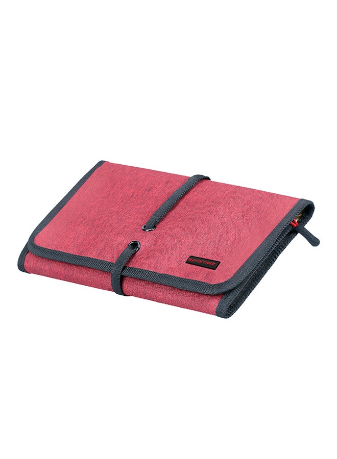 PROMATE - Multi-Purpose Electronic Accessories Pouch with Water-Resistance and 14 Storage Pocket For Cable, Card, Hard Drive, Pen, Adapter, Travelpack-L Red/Black - Image 1