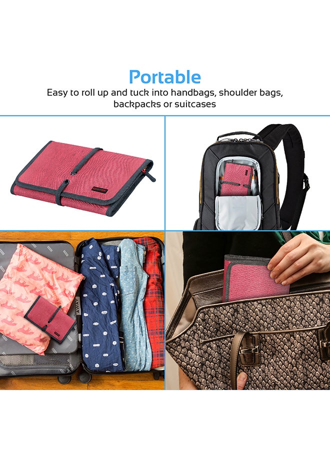 PROMATE - Multi-Purpose Electronic Accessories Pouch with Water-Resistance and 14 Storage Pocket For Cable, Card, Hard Drive, Pen, Adapter, Travelpack-L Red/Black - Image 1