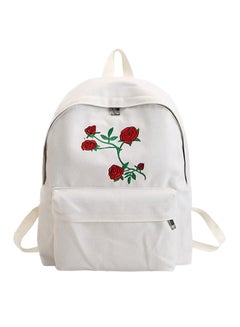 BAGGRA Rose Print Polyester Backpack White  - Image 1