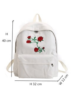 BAGGRA Rose Print Polyester Backpack White  - Image 2