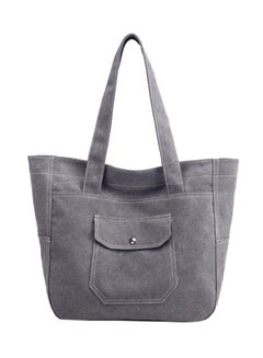 Zipper Closure Tote Bag Grey