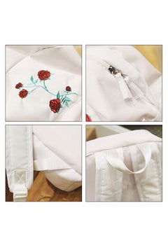 BAGGRA Rose Print Polyester Backpack White  - Image 3