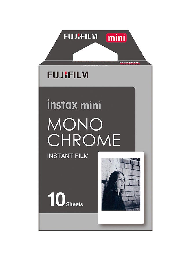 FUJIFILM - 10-Piece Sheets Instax Mini Monochrome Film Set White - Image 1