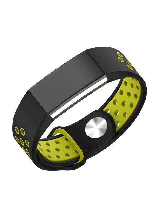 Silicone Strap For Fitbit Charge 2 Watch Sport Black/Yellow - Image 4