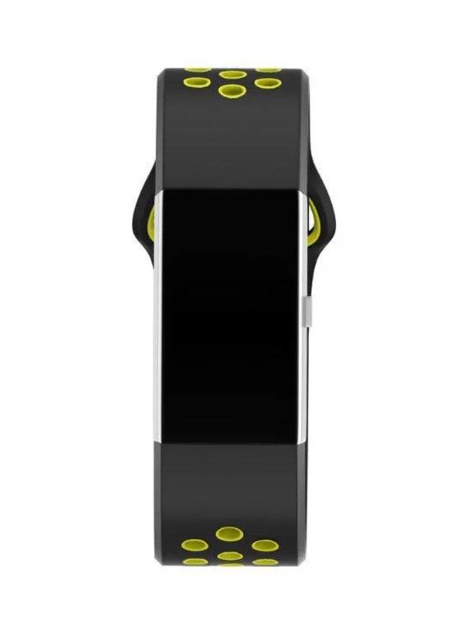 Silicone Strap For Fitbit Charge 2 Watch Sport Black/Yellow - Image 1