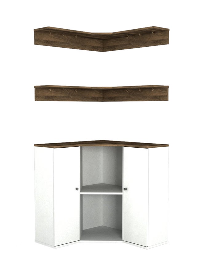 sahaba Margaret Coffee Corner With Two Shelves White/Brown 88x91x22cm  - Image 1