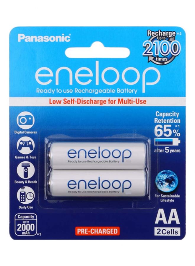 eneloop 2-Piece Eneloop Rechargeable AA Type Battery Set White 