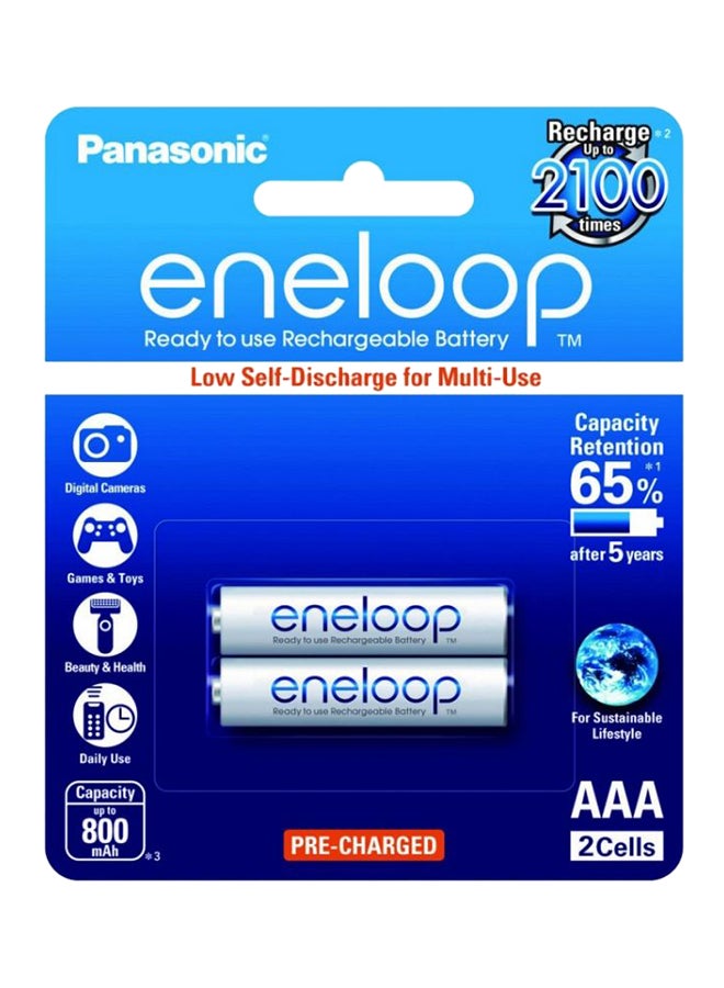 eneloop 2-Piece Eneloop Rechargeable Battery Set White 