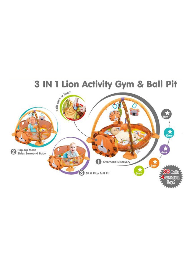 AGD - 3-In-1 Lion Pop-Up Sides Activity Gym And Ball Pit Game For Your Little One 70x52x10cm - Image 1