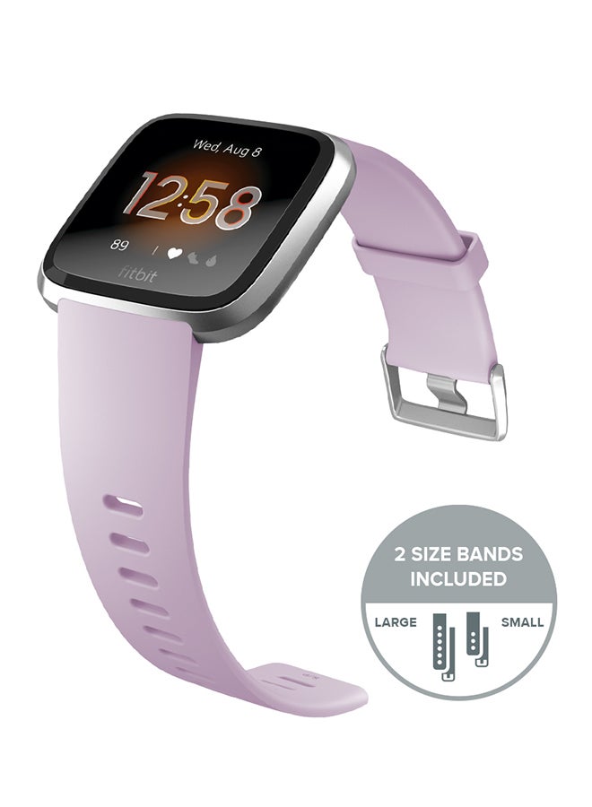 Fitbit - Versa Lite Aluminum Fitness Tracker Lilac/Silver - Image 1