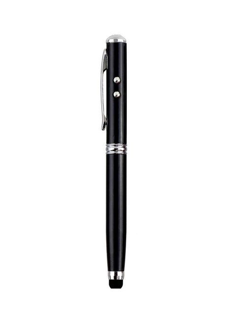 4-In-1 Laser Pointer Stylus Ball Pen With LED Torch Black